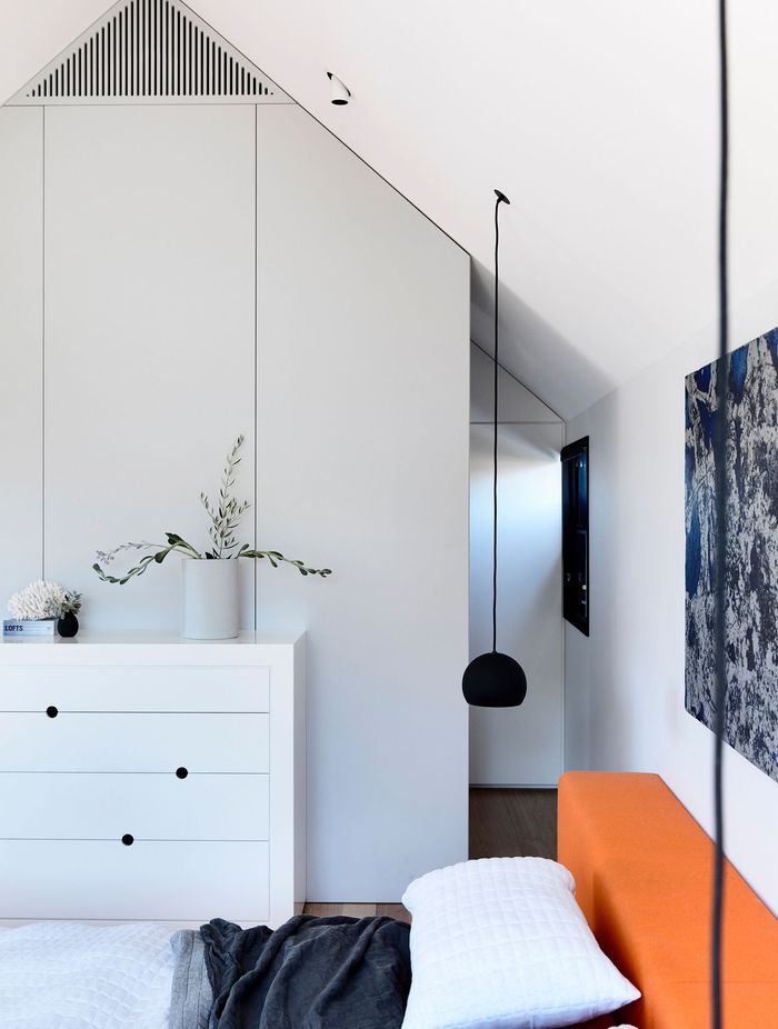 Angles and pops of colour draw the eye.