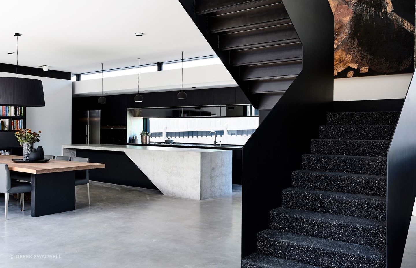 The stairs are a form of art themselves.