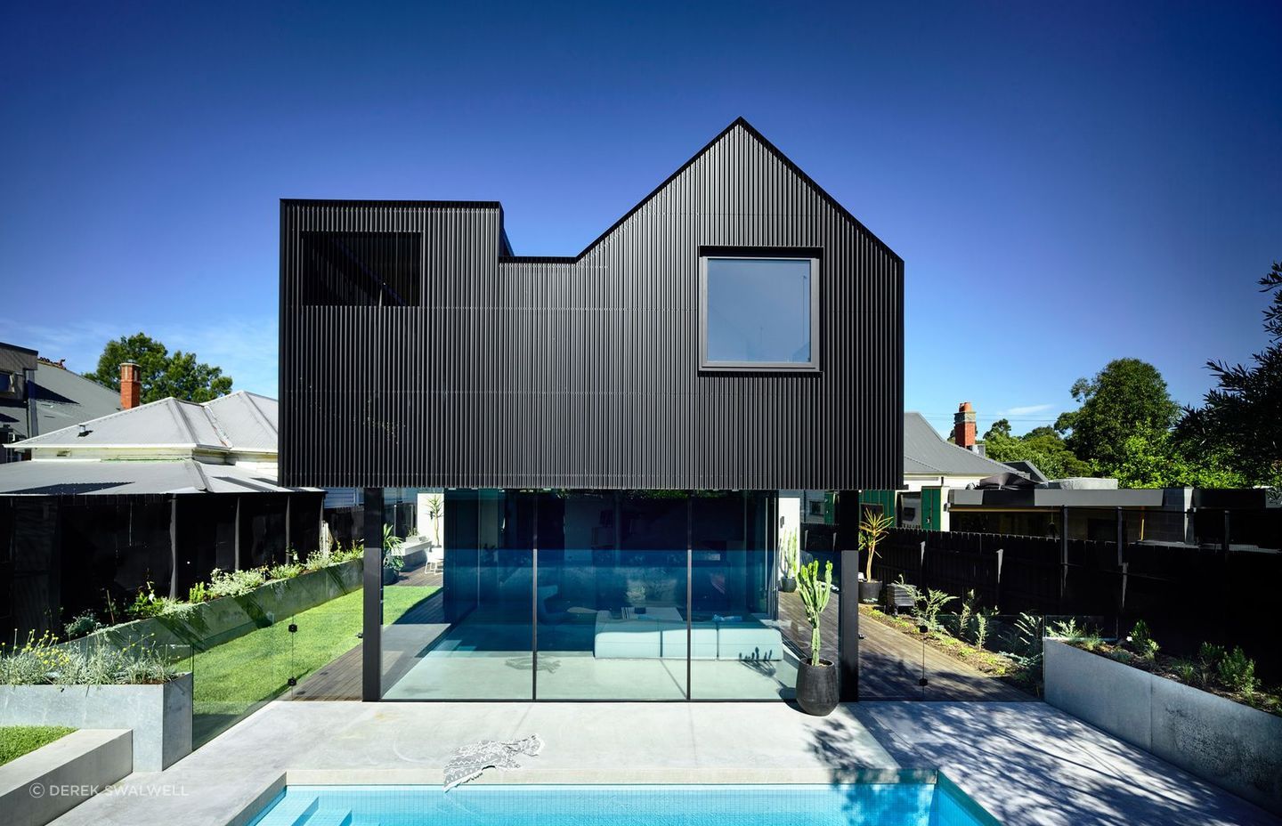 The challenge lay in fitting a large house on the site without compromising the outdoor spaces.