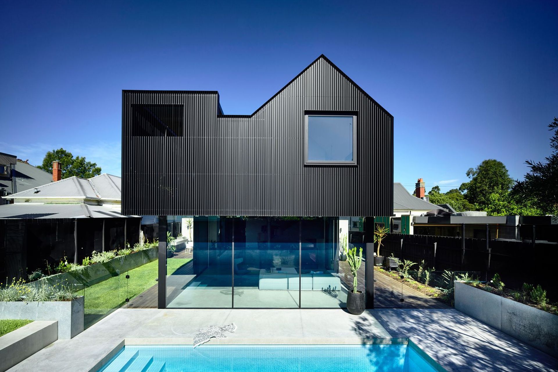 The challenge lay in fitting a large house on the site without compromising the outdoor spaces.