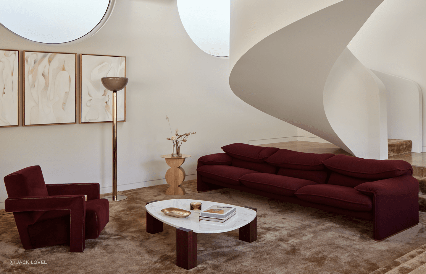 The exquisite Sweep House property is all smooth surfaces and soft textures.