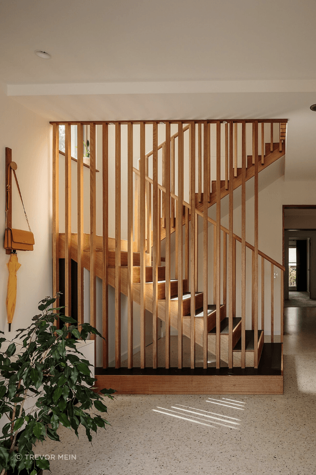 Natural timbers and painted plasterboard walls create a warm, inviting backdrop, and the natural light and sheer spatial volume of the space takes centre stage.