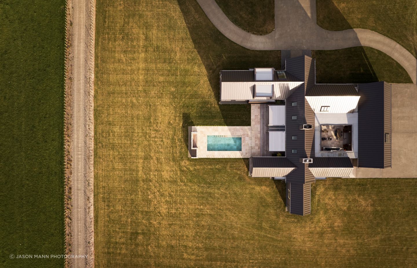 From above, you can see the form of the home protects the internal courtyard,