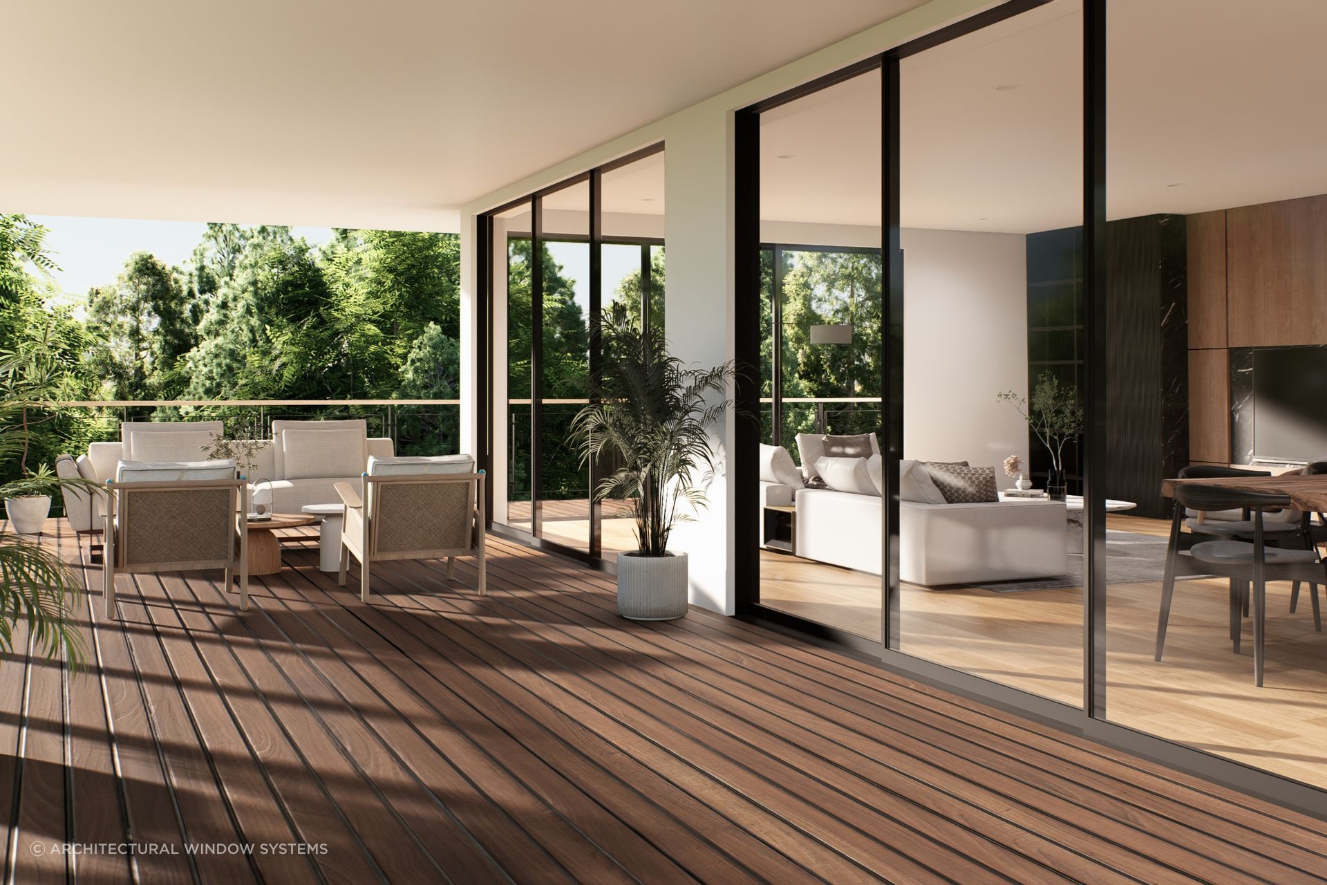 Architectural Window Systems’ slimline profiles are specifically designed to respond to high wind pressures, water penetration and bushfires. 