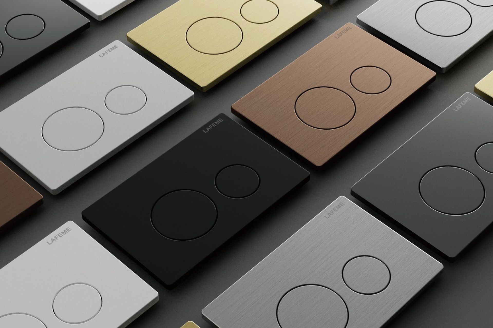 Coloured flush plates to suit any bathroom style.