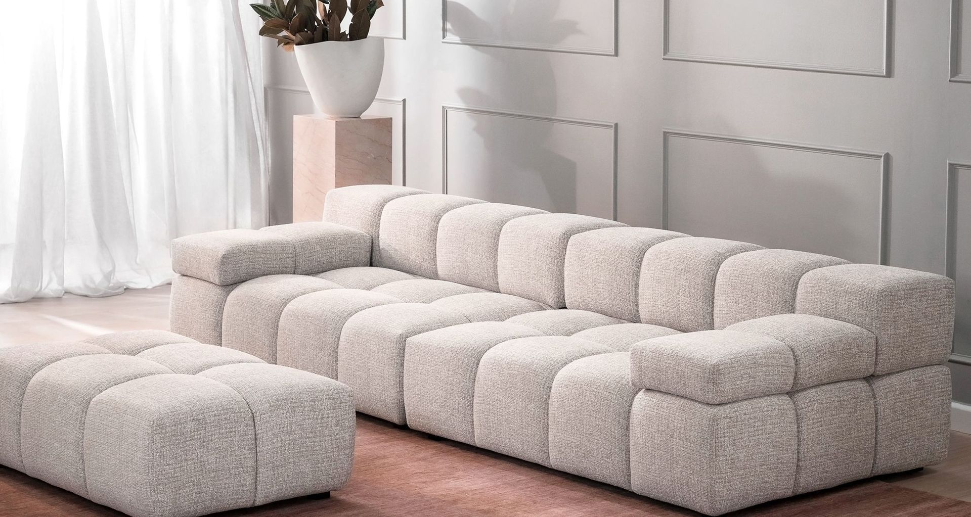 Tallira's Cobble Sofa in Ecru.
