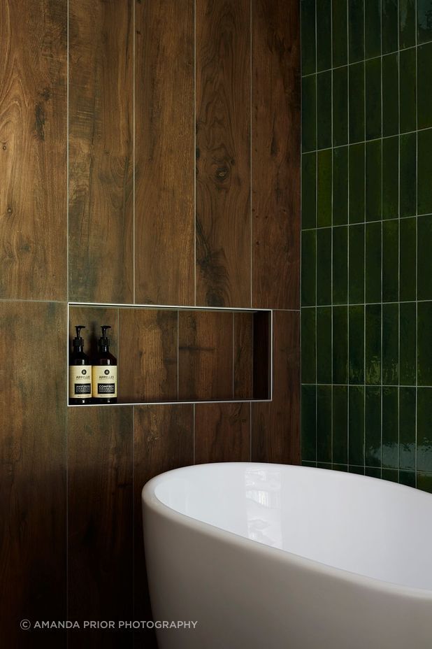 Finished with Cherryion wood-look tiles to add warmth.