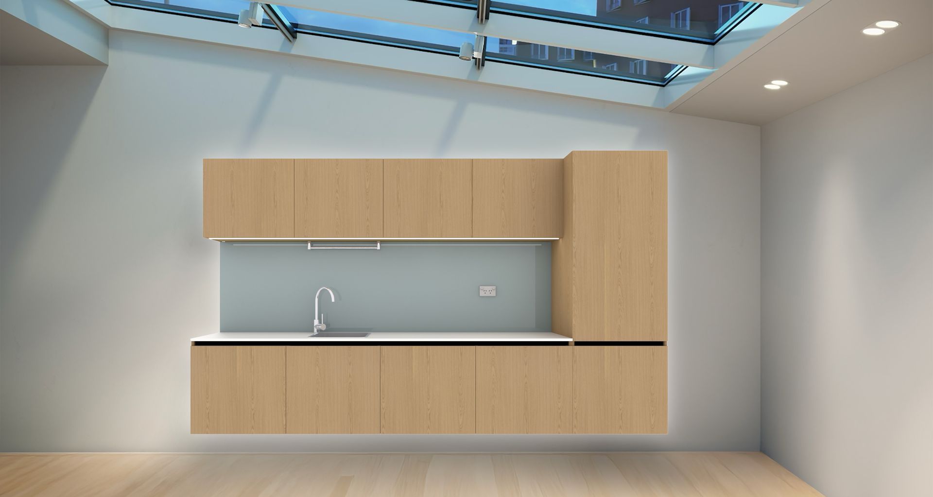 Prefabricated kitchen designer and manufacturer, Kitchenette's new Floating kitchenette range.