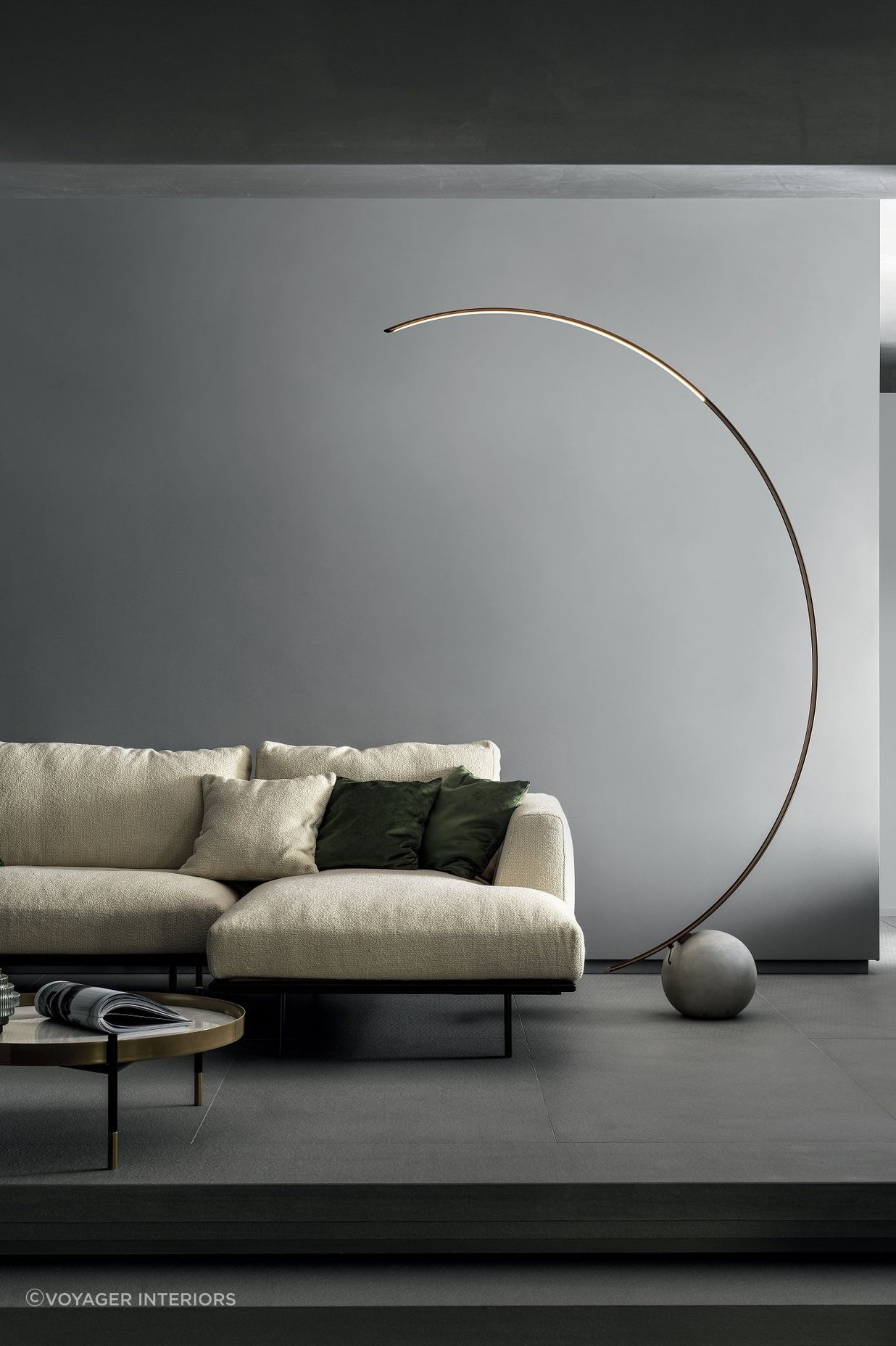 The stylish and distinctive Circle Floor Lamp can easily act as a statement piece in a room.