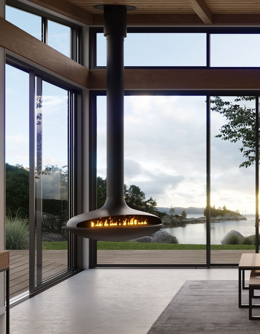 Naked Flame Curve-120 Gas Fireplace is great modern addition to any home to add a dramatic feature to your living space.