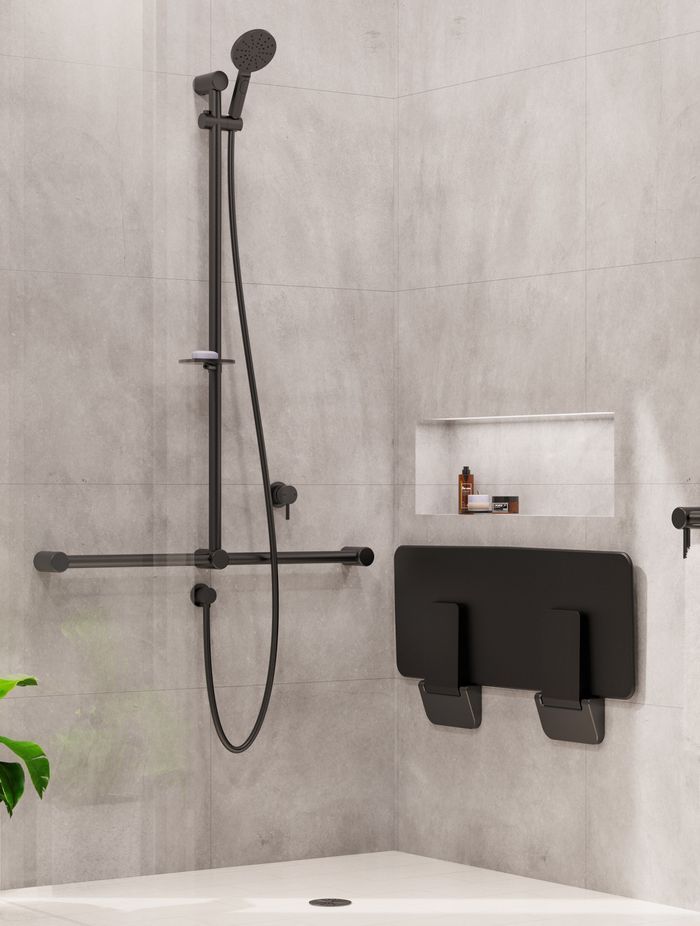 The Calibre Shower Rail by Avail Design has a responsive design and is available in stylish PVD finishes.