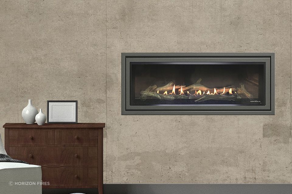 This linear gas fireplace by Horizon Fires offers warmth, ambience and a chic contemporary feel.