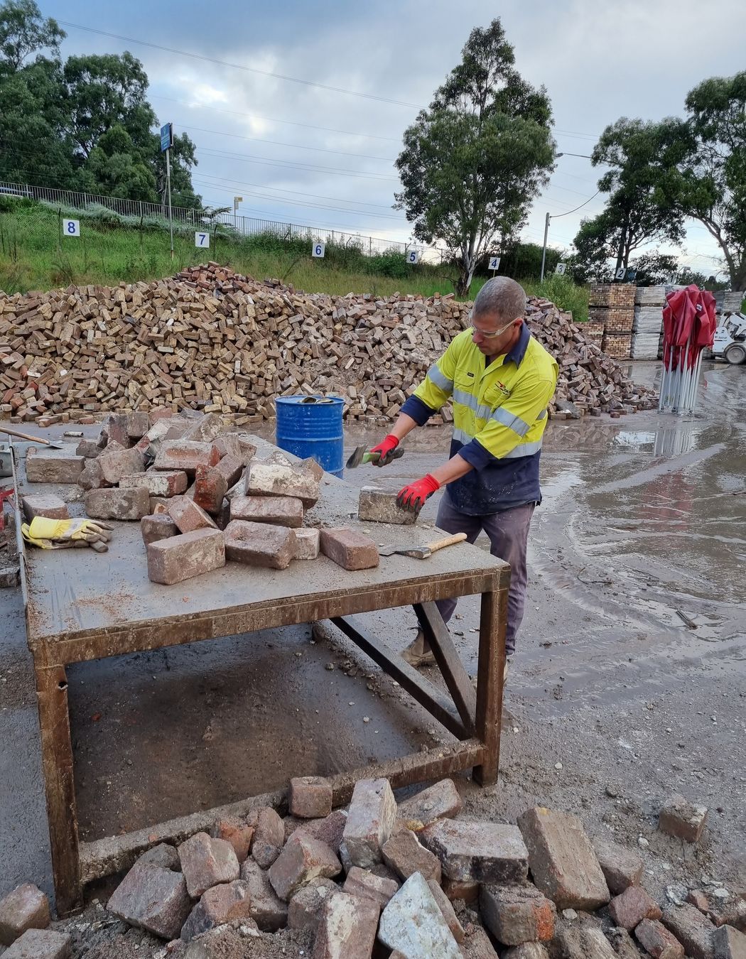 The waste from the bricks is recycled and used as road base.