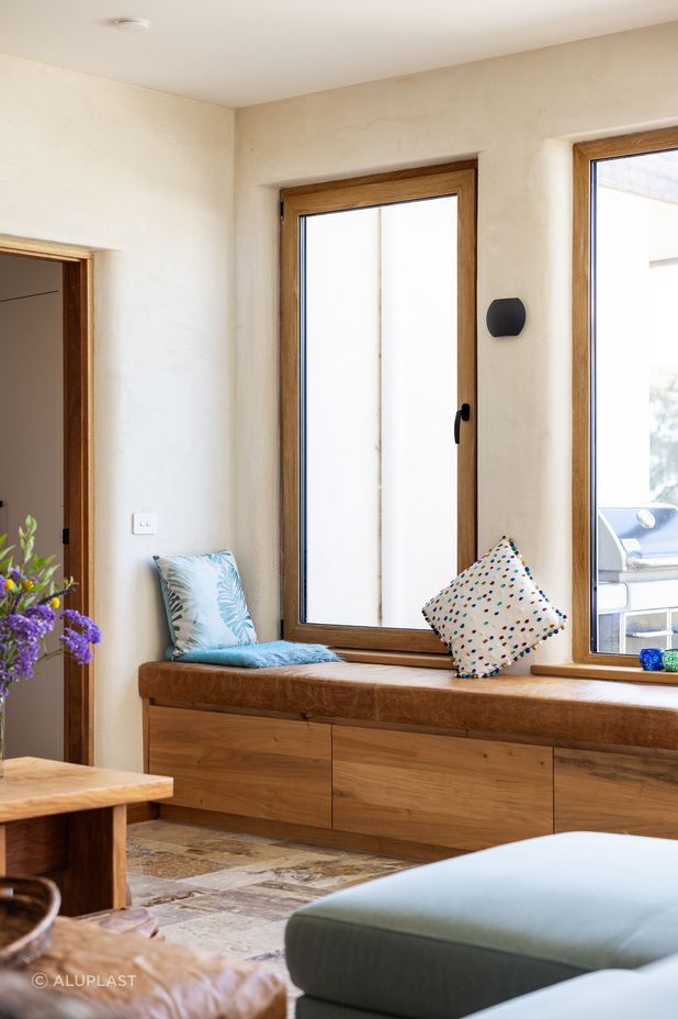 Turner Oak Malt frames' timber-like appearance complements the organic palette.