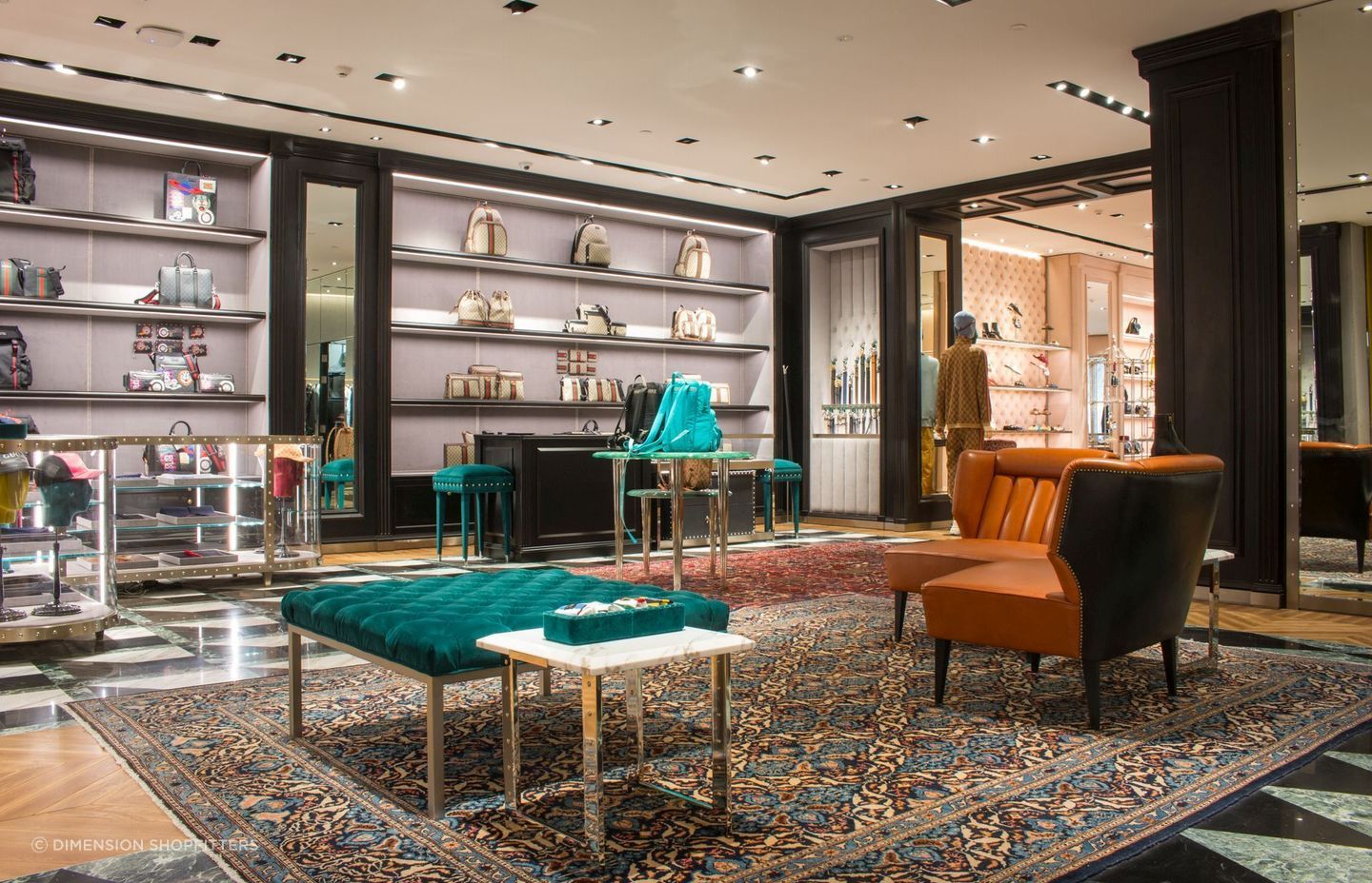 Dimension imports the international brand’s items, often made of expensive materials such as glass, polished brass or mosaic tiles.