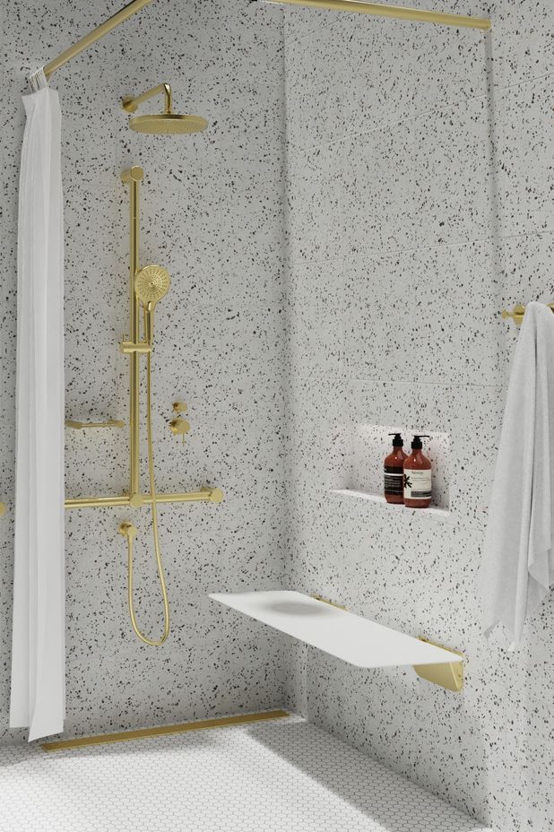 The Liberty Shower Seat ensures comfort and safety while in the shower.