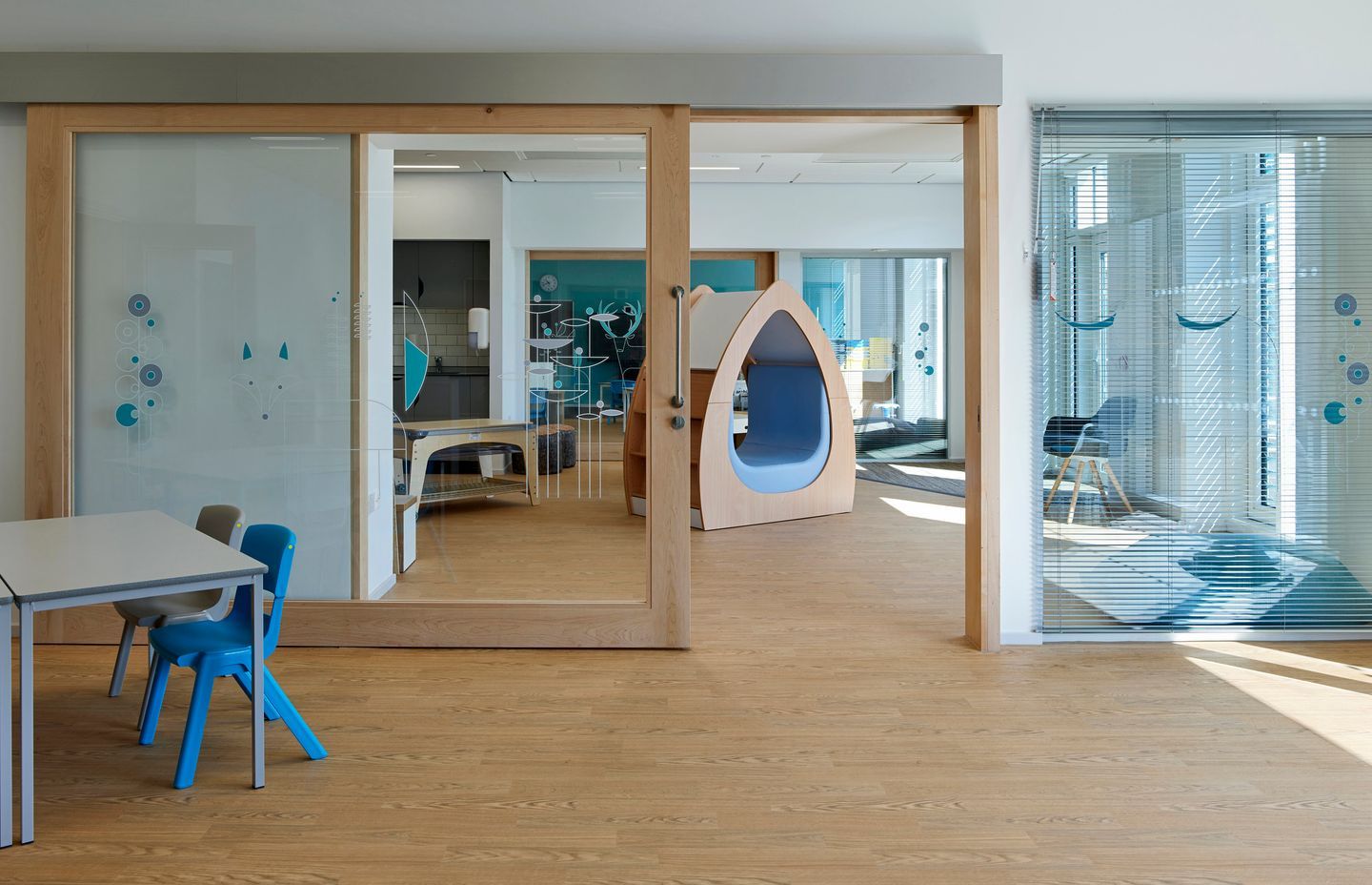 Available in a woodgrain-look, Altro's adhesive-free flooring offers flexibility across a range of design styles.