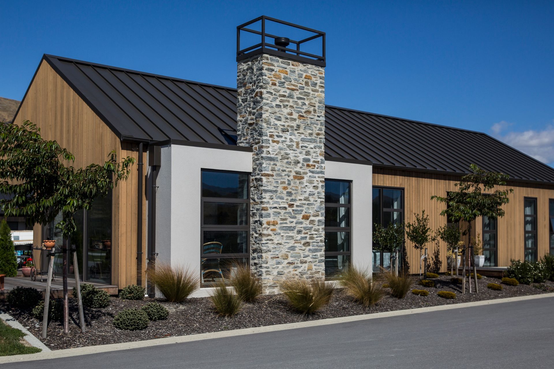 The exterior of this chimney was clad in Island Stone schist.