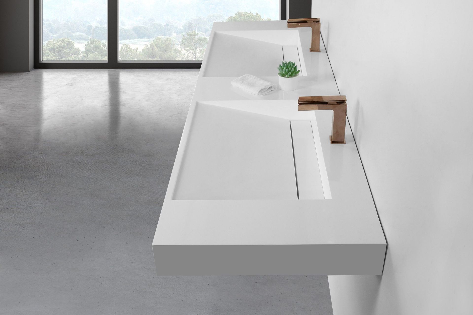 Ramp basins provide an industrial vibe to modern bathrooms.