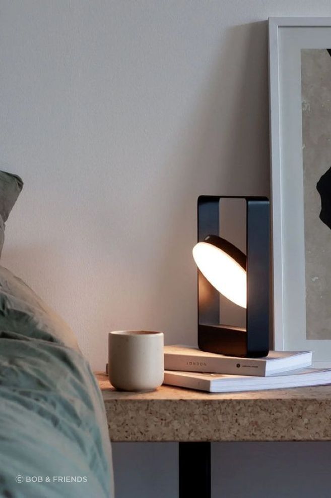 Powered by a rechargeable battery, the Case Mouro Lamp is a versatile, portable lighting solution.