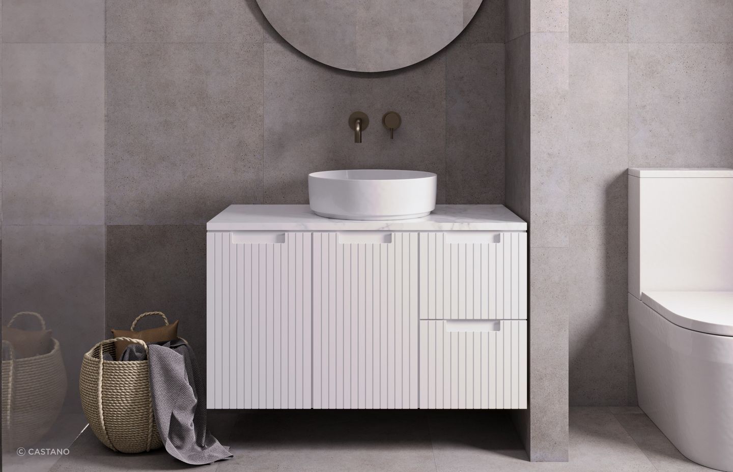 Designed by Shane Budge, the Catani 900 Wall Hung Vanity provides ample storage with luxurious styling.
