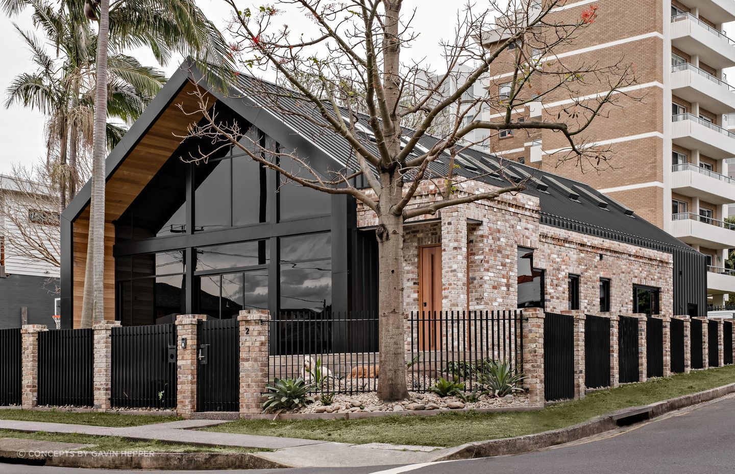 Flemish bond recycled brick uniquely enhances the industrial style of Manhattan on Belmore