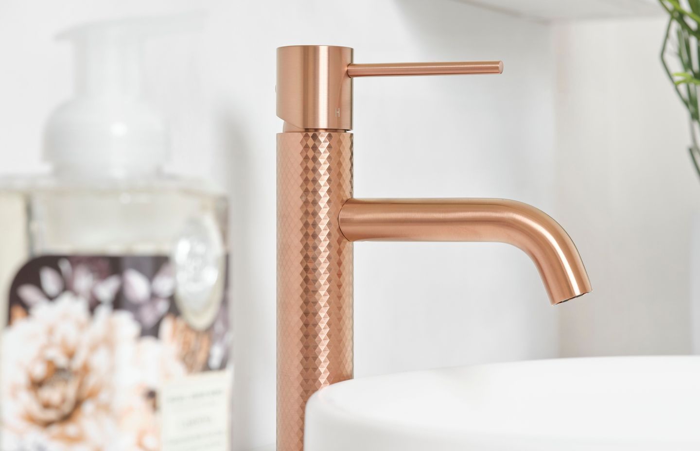 The new diamond textured finish on the Greens Tesora Basin Mixer.