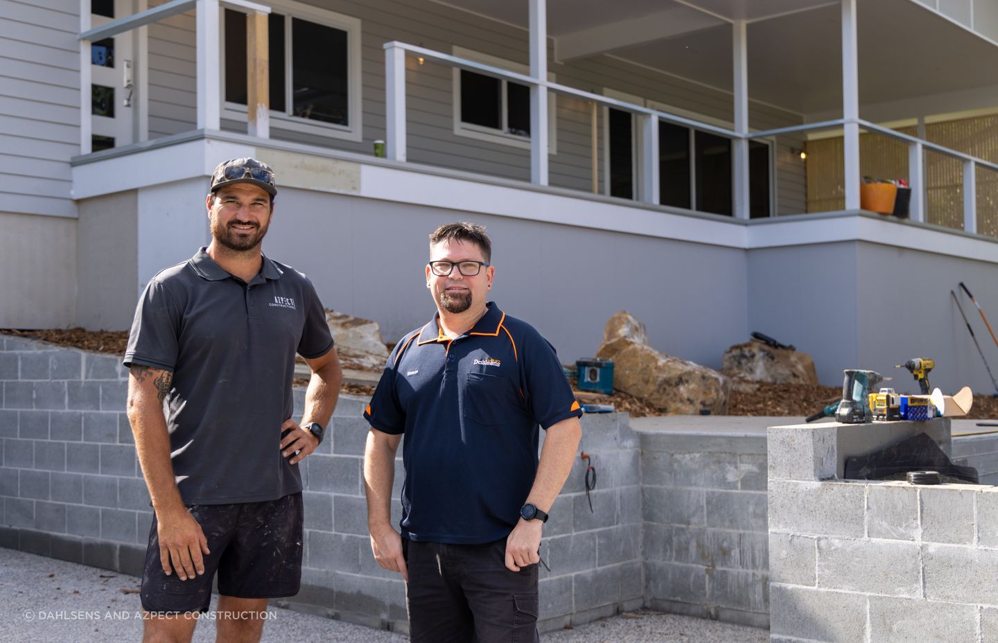 Aaron Benson, Azpect Constructions, with Shaun Beattie, Branch Manager of Dahlsens Gosford