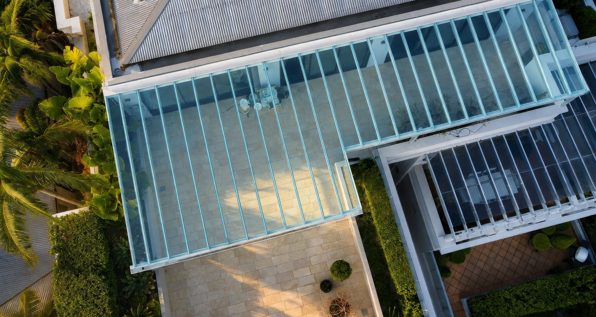 EZ Glaze roof in Bluish Breeze and Clear by Palram.