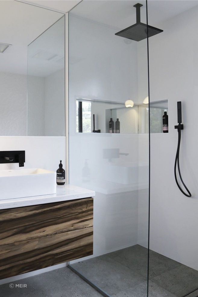 Square Ceiling Shower 300mm rose, 200mm dropper - Matte Black by Meir