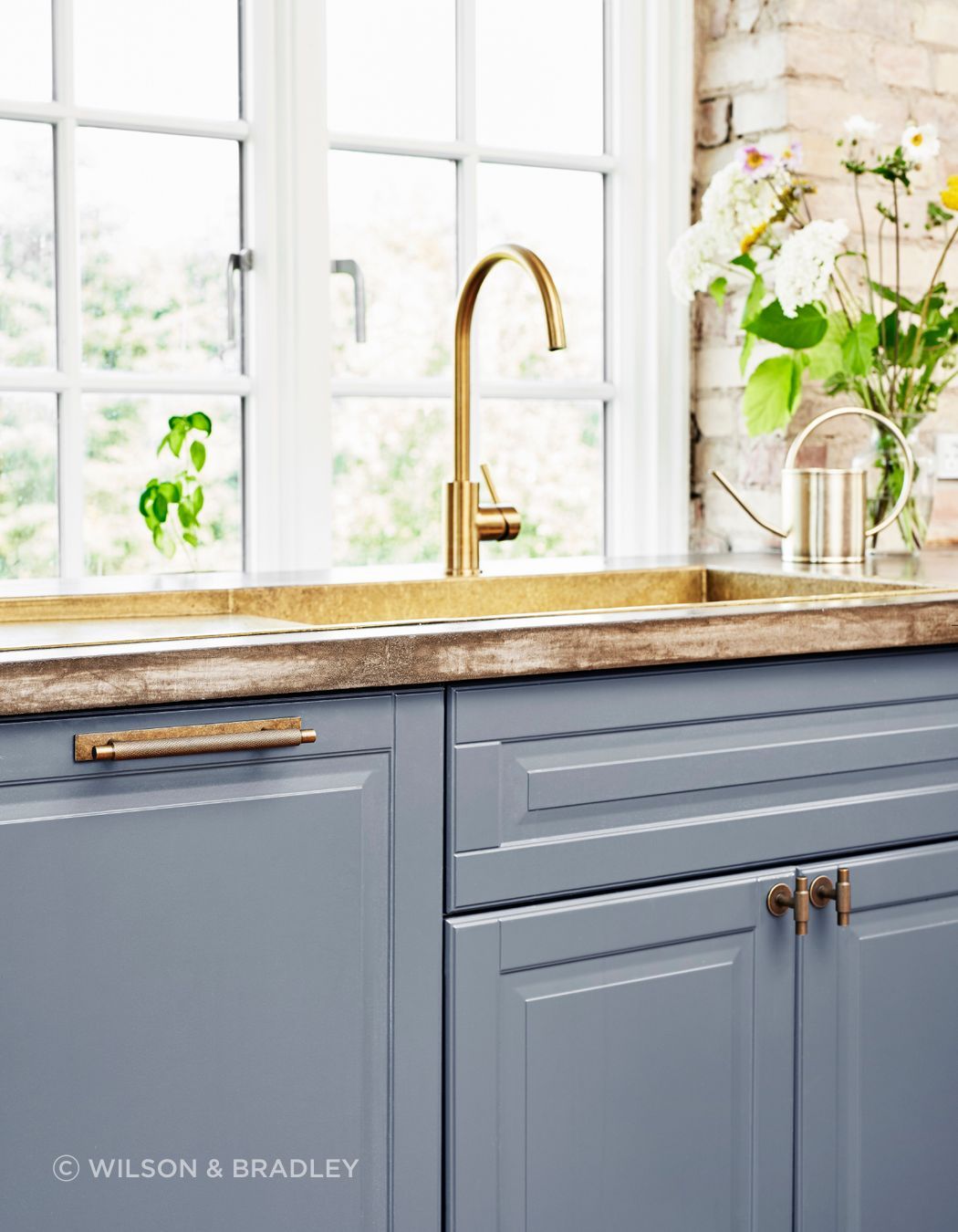 Enhance a country style kitchen with distressed hardware.