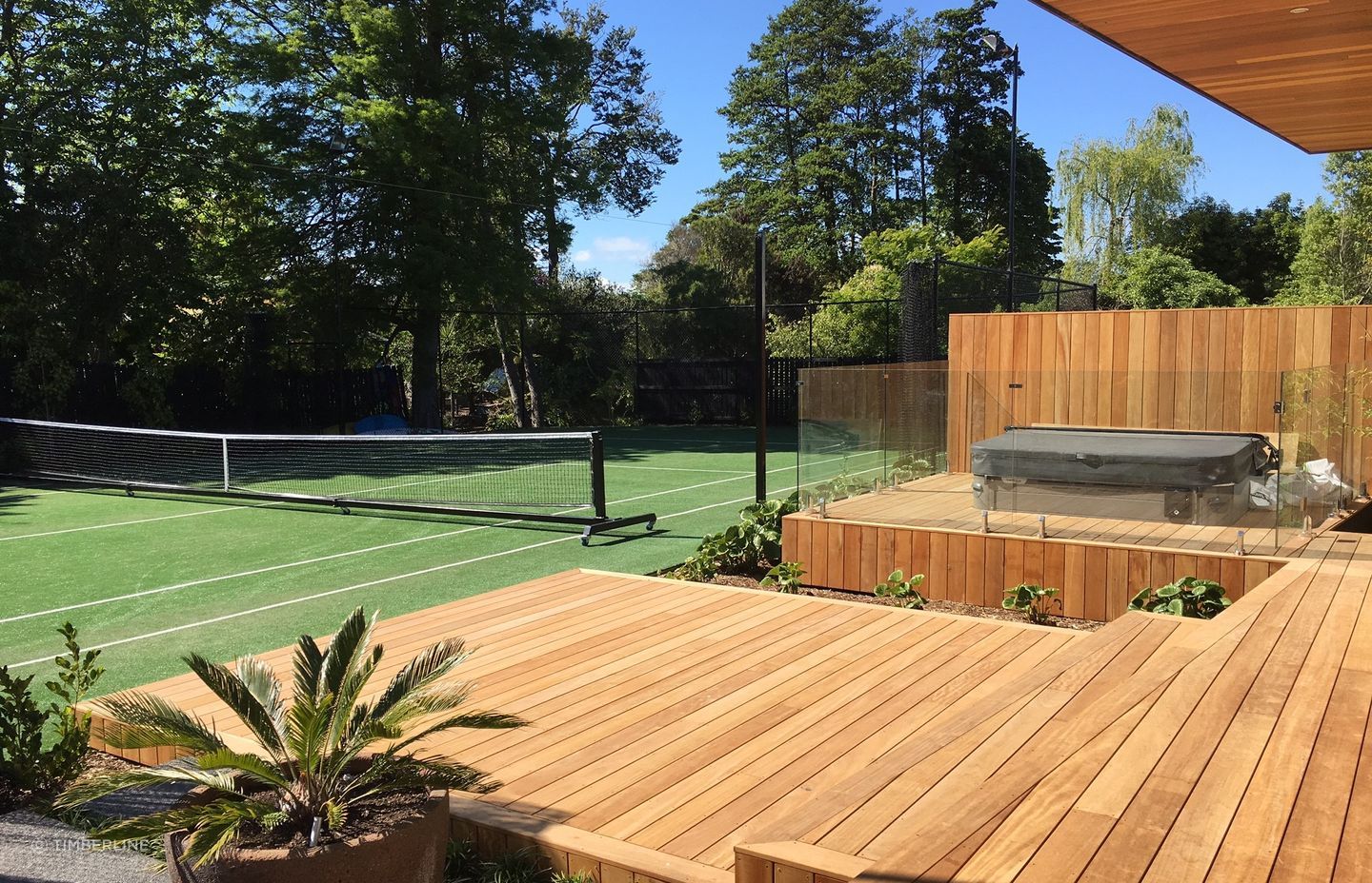 Attractive golden coloured hues of Garapa Hardwood Decking by Timberline.