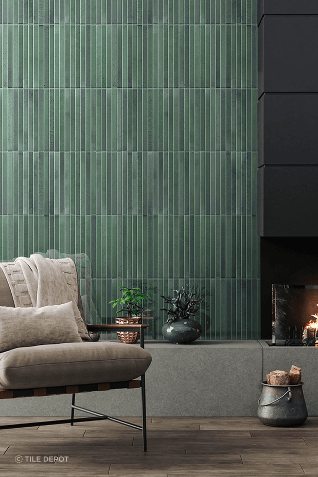 'Home' is an Italian collection that introduces the finger mosaic concept in a brick tile format - shown above in the shade 'Forest.'