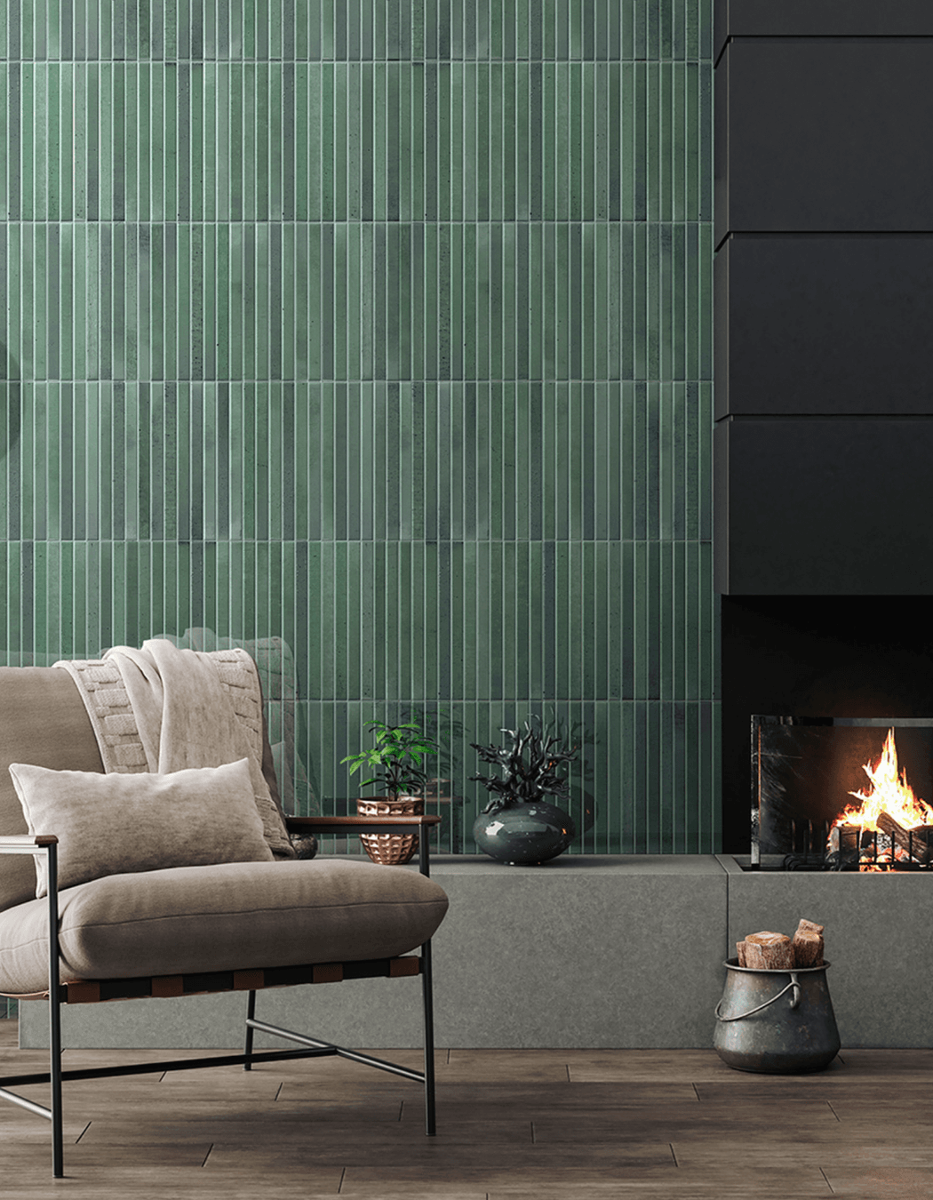 'Home' is an Italian collection that introduces the finger mosaic concept in a brick tile format - shown above in the shade 'Forest.'