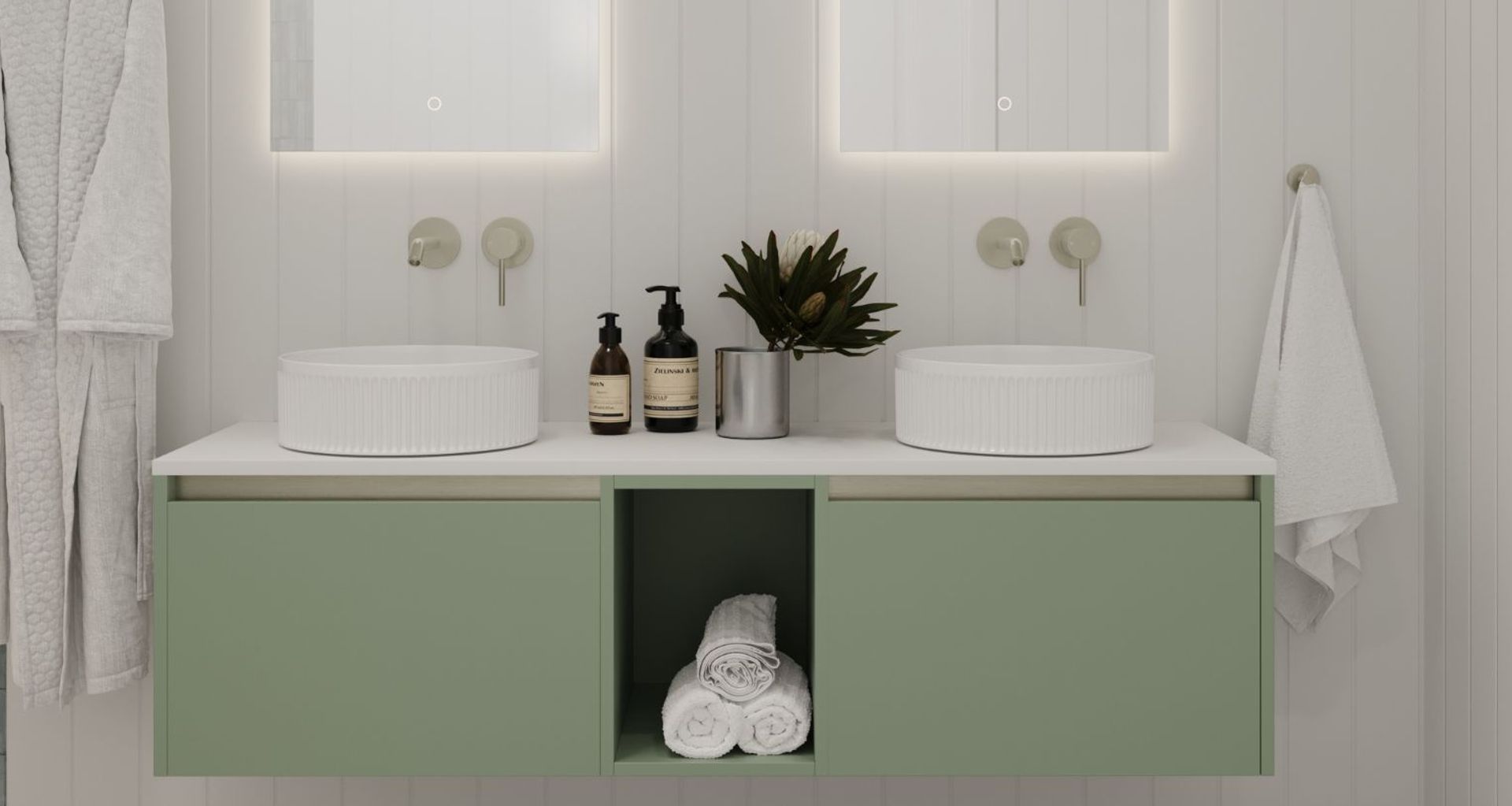The Savanna 1500 ST Luxe in the shade 'Bayleaf' evokes a sense of luxury and relaxation, perfect for any bathroom.