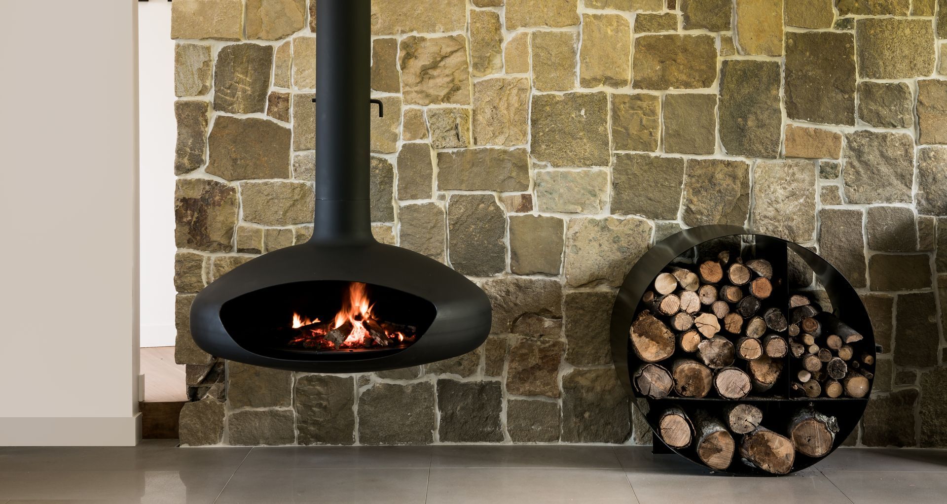 Aurora 'Hearth' suspended fireplace