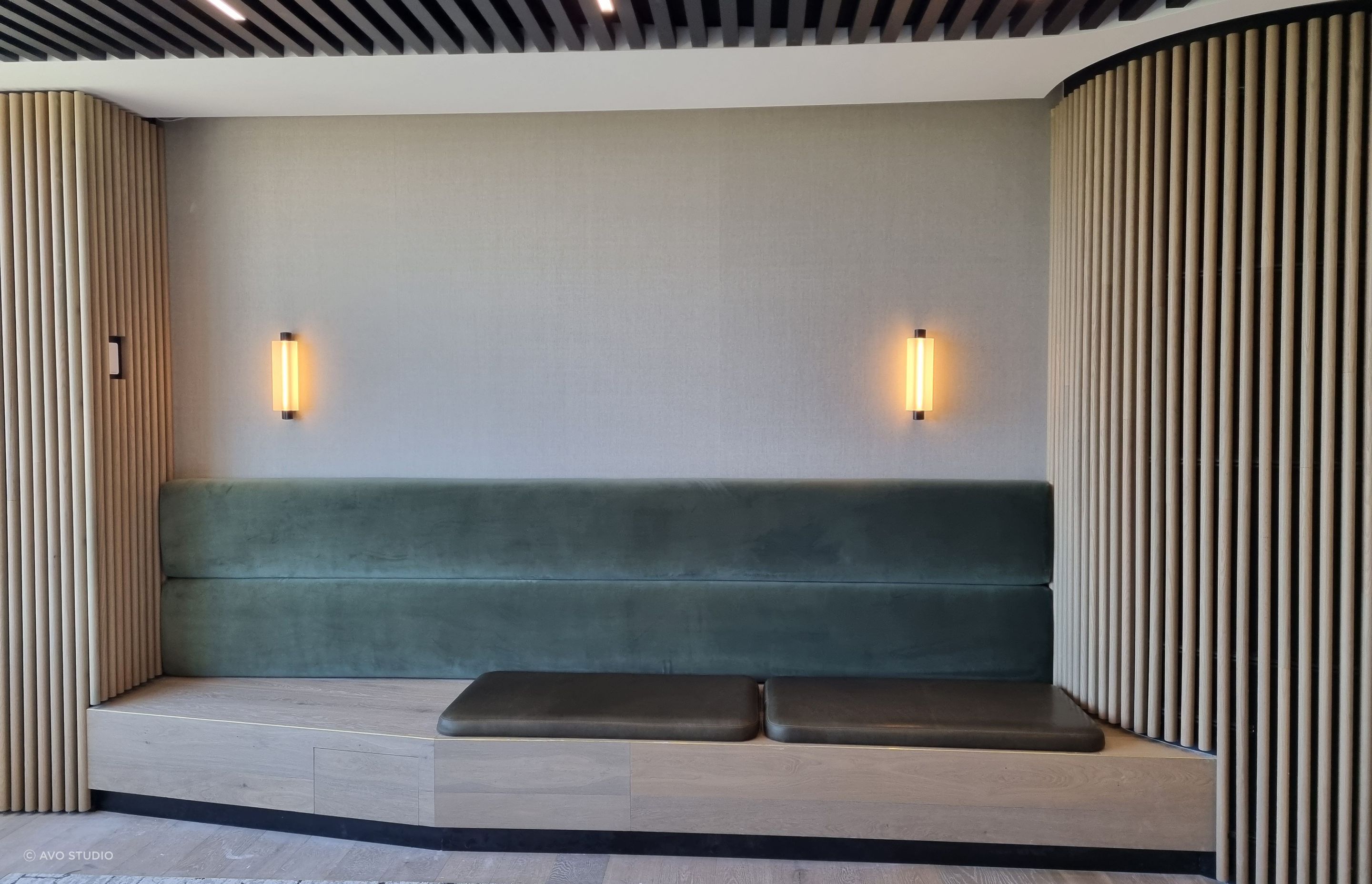Commercial chic custom banquette and booth seating for contemporary spaces