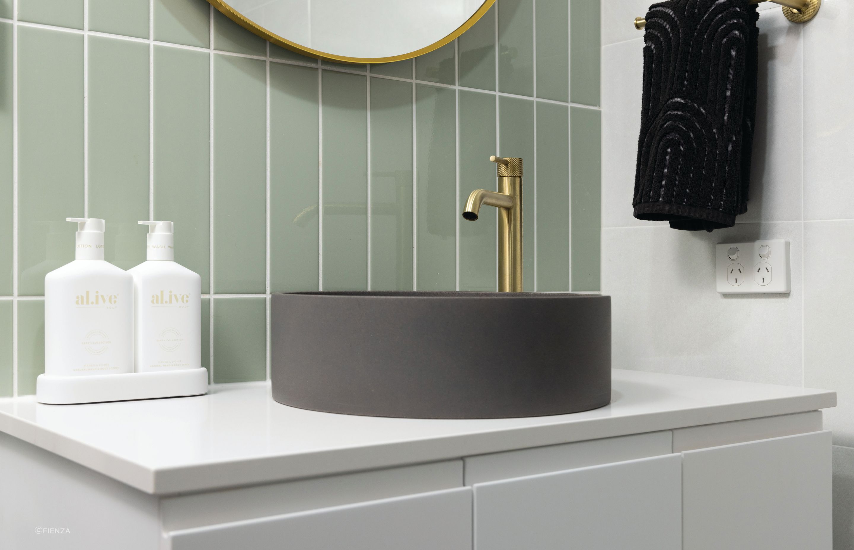 The Jada Round Above Counter Basin in Warm Grey.