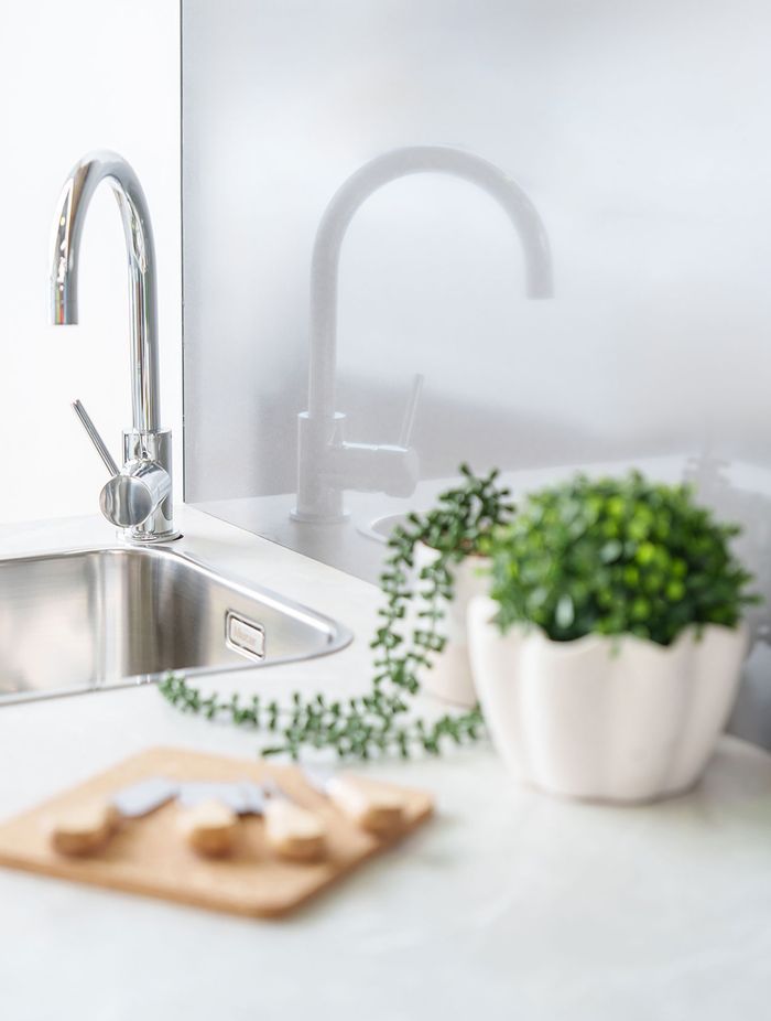 Each standard and floating kitchenette features premium fittings like Mercer and Acero sinks.