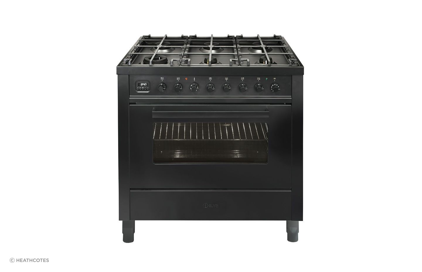 The ILVE Nero Lusso Freestanding Dual Fuel Oven has precision thermostatic technology that allows for rapid heating from 0-250°C.