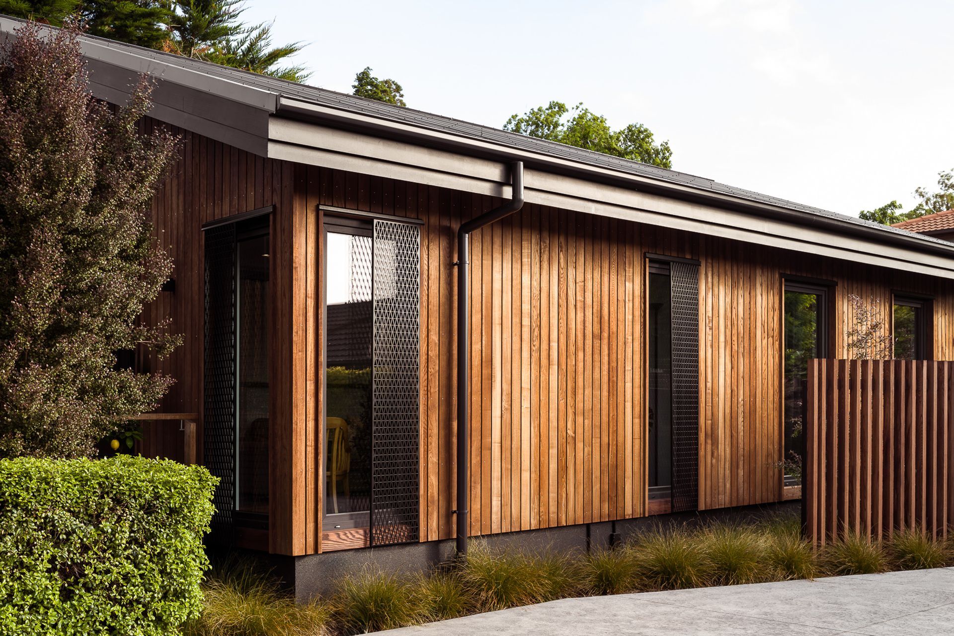 The thermal modification process imparts a beautifully deep shade that brings out the wood's natural grain and character.