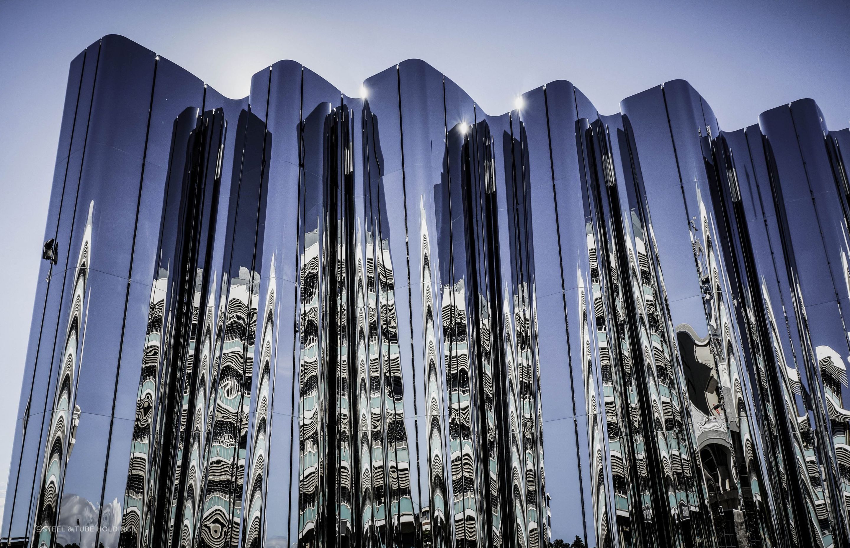 The Len Lye Centre in New Plymouth is encased in a rippling stainless steel façade.