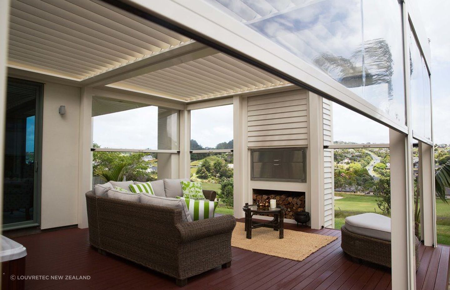 PVC blinds, like these outdoor blinds by Louvretec, have many great qualities like durability and heat retention