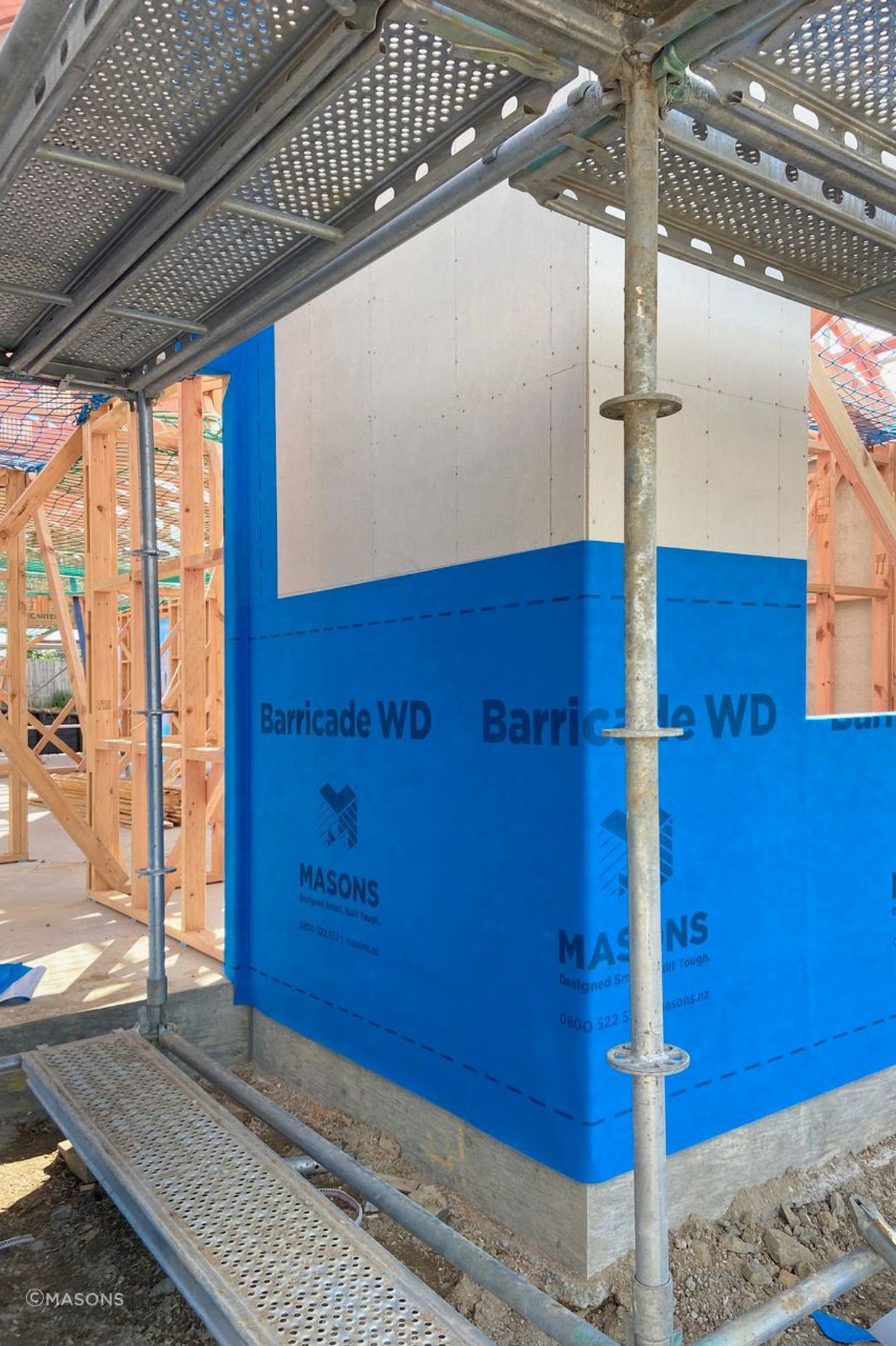 Masons Barricade WD contributes to the building moisture management design, providing a substantial secondary defense against the intrusion of moisture and air over the lifetime of the building.