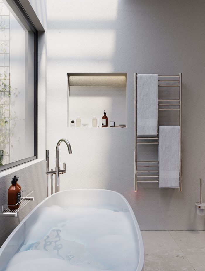 Quality stainless steel accessories and bathroom ware ensures durability.