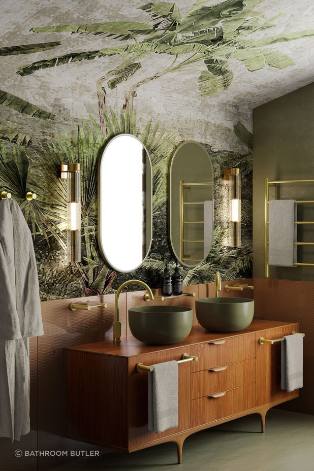 Add statement lighting and mirrors to your bathroom redesign.
