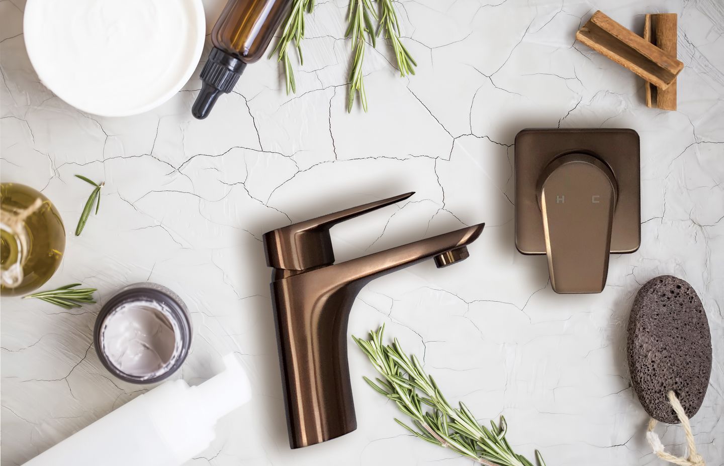 The taps' materiality and coating lends them durability and longevity.