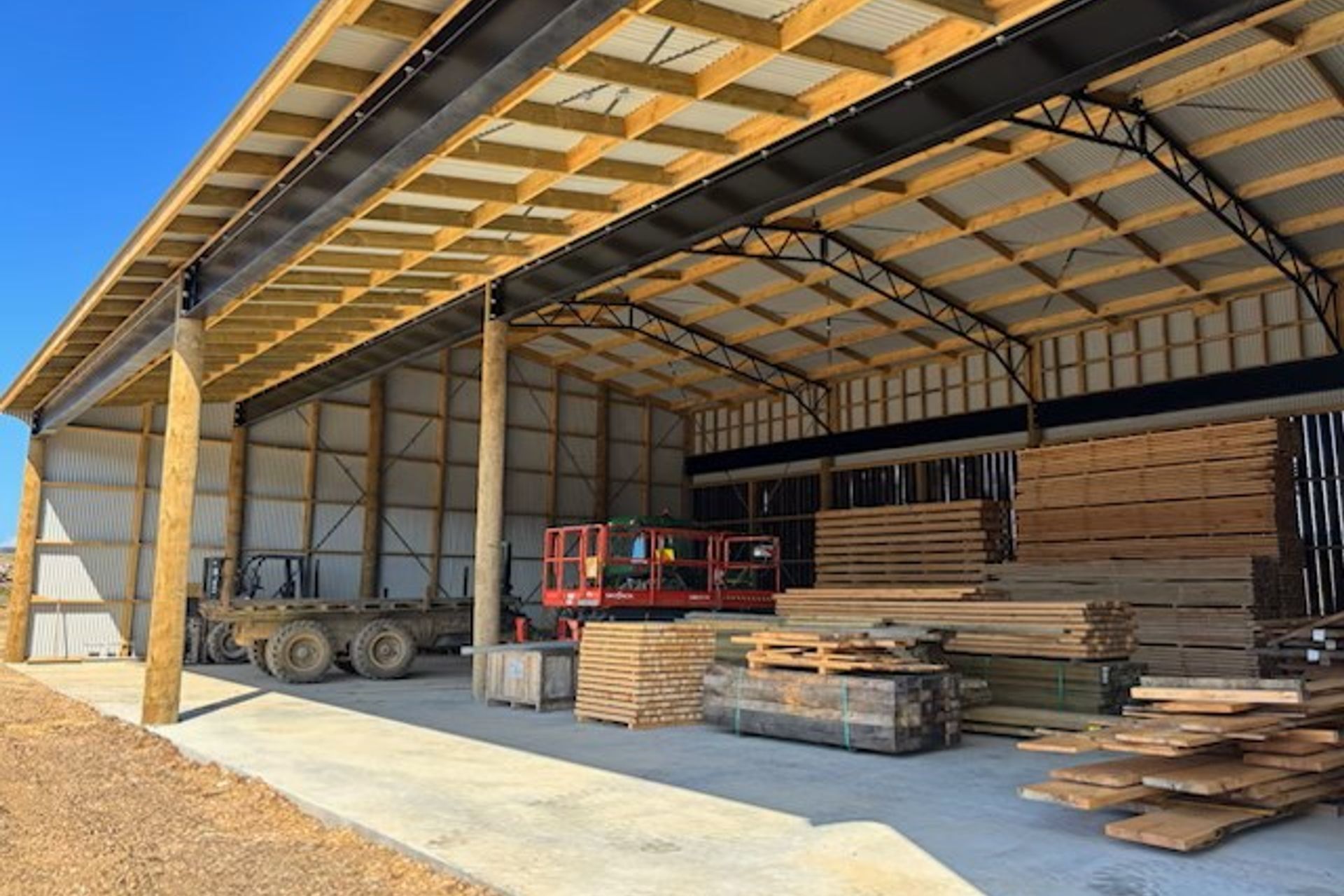 Hansen Timber's new drying shed stores their eco-friendly timber for drying.