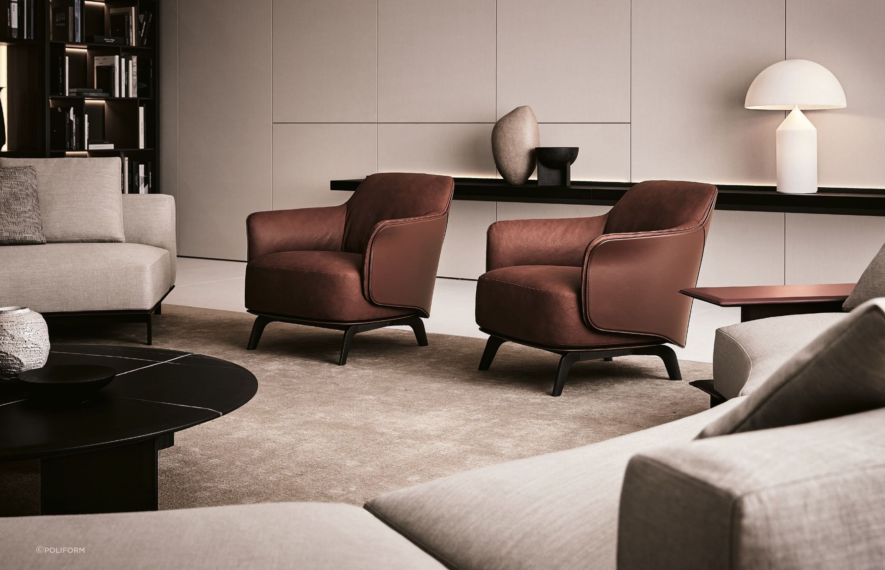 The Kaori chair by Jean-Marie Massaud adds a sophisticated element to any living space