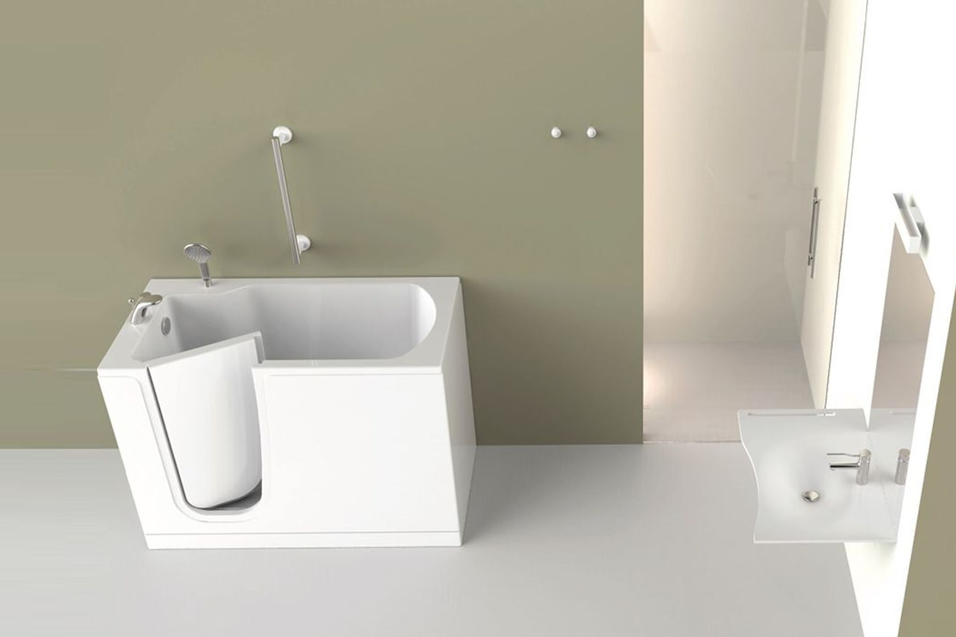 Ergonomic and elegant, Oasi bathtubs by Goman are designed to be used by people with mobility difficulties